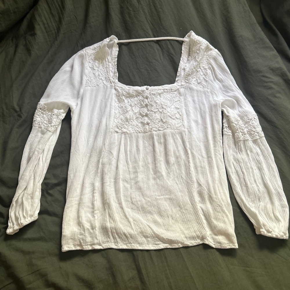 White with lace long sleeve